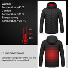 Load image into Gallery viewer, USB Heated Smart Constant Temperature Hooded Warm Coat for Men and Women (Color:Dark Blue Size:XXXXL), S, M, L, XL, XXL, 3XL, 4XL