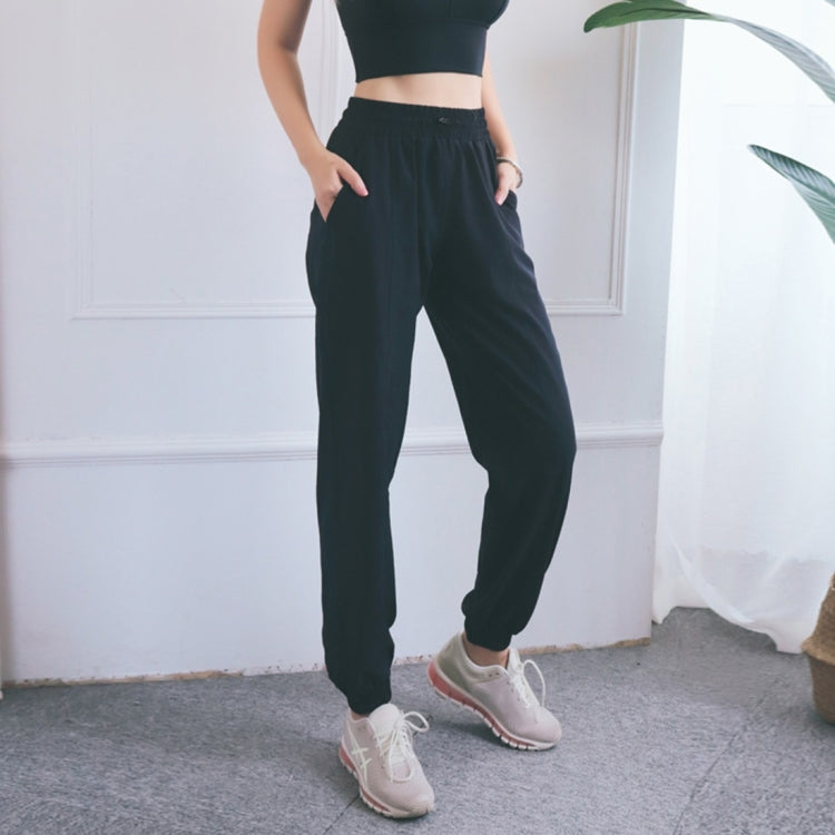 High Waist Drawstring Fitness Pants Loose Casual Sports Yoga Clothes (Color:Quicksand Powder Size:XL), M, L, XL