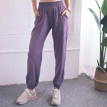 Load image into Gallery viewer, High Waist Drawstring Fitness Pants Loose Casual Sports Yoga Clothes (Color:Quicksand Powder Size:XL), M, L, XL