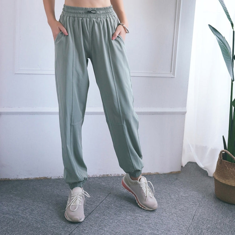 High Waist Drawstring Fitness Pants Loose Casual Sports Yoga Clothes (Color:Quicksand Powder Size:XL), M, L, XL