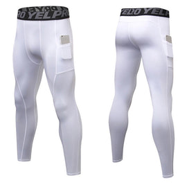 Running Training Sweat Wicking Stretch Tights With Pocket (Color:Red Size:S), S, M, L, XL, XXL