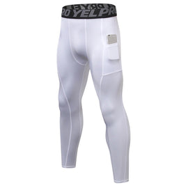 Running Training Sweat Wicking Stretch Tights With Pocket (Color:Red Size:S), S, M, L, XL, XXL