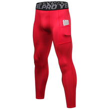 Load image into Gallery viewer, Running Training Sweat Wicking Stretch Tights With Pocket (Color:Red Size:S), S, M, L, XL, XXL