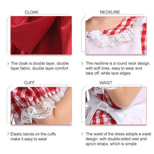 Load image into Gallery viewer, Little Red Riding Hood Parent Child Fairy Tale Drama Performance Costume Little Red Riding Hood Dress Little Maid Two Dress Halloween Costume (Color:Cape+Maid Size:L), XS, S, M, L