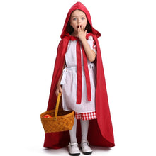 Load image into Gallery viewer, Little Red Riding Hood Parent Child Fairy Tale Drama Performance Costume Little Red Riding Hood Dress Little Maid Two Dress Halloween Costume (Color:Cape+Maid Size:L), XS, S, M, L