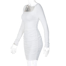 Load image into Gallery viewer, Pure Color Slim Slimming Pleated Hip Dress, S, M, L