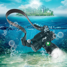Load image into Gallery viewer, 60m Underwater Photography Video Fill-up Headlight Diving Flashlight with Battery Display Function(Headlight+Battery+Charger)