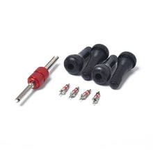 Load image into Gallery viewer, Snap-in Short Black Rubber Valve Stem (TR413) 4-Pack with Valve Core Wrench for Tubeless 0.453 Inch 11.5mm Rim Holes on Standard Vehicle Tires, TR413