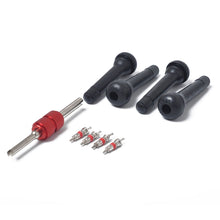 Load image into Gallery viewer, Snap-in Short Black Rubber Valve Stem (TR418) 4-Pack with Valve Core Wrench for Tubeless 0.453 Inch 11.5mm Rim Holes on Standard Vehicle Tires, TR418