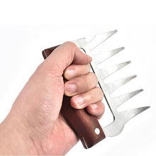 Load image into Gallery viewer, 2 PCS Bear Claw Shaped stainless steel Barbecue Fork Chicken Shredded Wooden Handle  Anti-skid Creative Kitchen Fork Claw Meat Claw Splitter with, Meat Claw Splitter(Redwood), Meat Claw Splitter(Wood color)