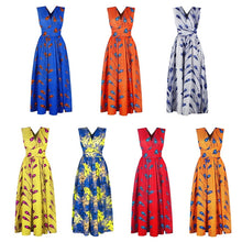 Load image into Gallery viewer, Ladies Feather Print Lace Slit Dress, S, M, L, XL
