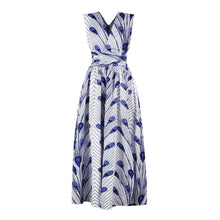 Load image into Gallery viewer, Ladies Feather Print Lace Slit Dress, S, M, L, XL