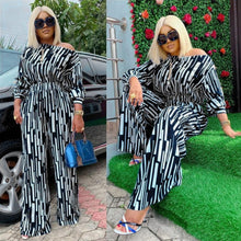 Load image into Gallery viewer, Large Size Striped Printing Oblique Long-sleeved Shoulder Loose Fashion Casual Suit, L, XL, XXL, XXXL, XXXXL