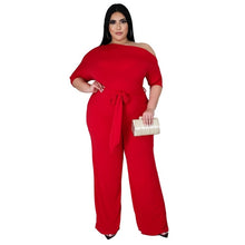 Load image into Gallery viewer, Solid Color Oblique Shoulder Strap Jumpsuit Wide-leg Pants, L, XL, XXL, XXXL, XXXXL