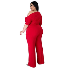 Load image into Gallery viewer, Solid Color Oblique Shoulder Strap Jumpsuit Wide-leg Pants, L, XL, XXL, XXXL, XXXXL