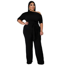 Load image into Gallery viewer, Solid Color Oblique Shoulder Strap Jumpsuit Wide-leg Pants, L, XL, XXL, XXXL, XXXXL
