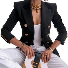 Load image into Gallery viewer, Solid Color Slim Long-sleeved Cardigan Short Suit Jacket for Ladies, S, M, L, XL