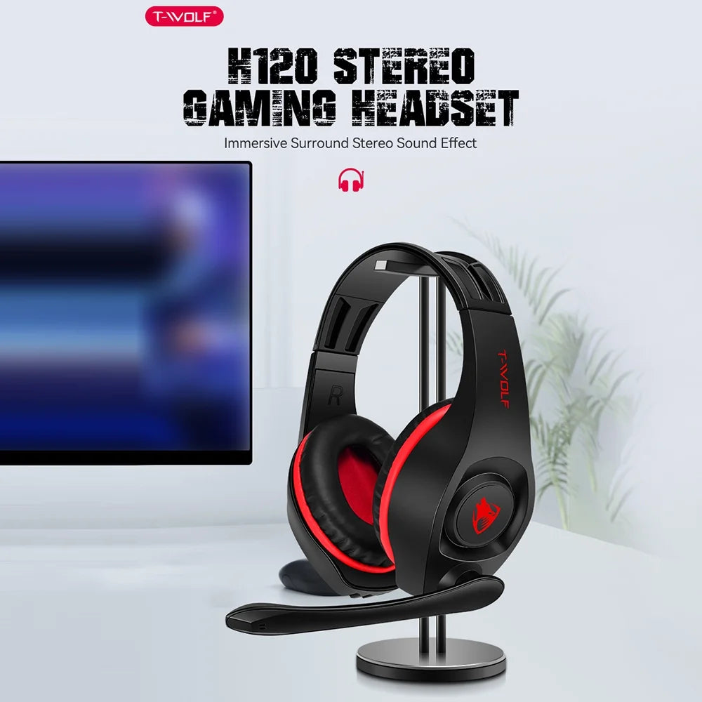 T-WOLF H120 Gaming Headset With Adjustable Mic