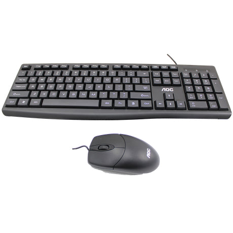 AOC KM151 Wired Home and Office Keyboard & Mouse Set - Black