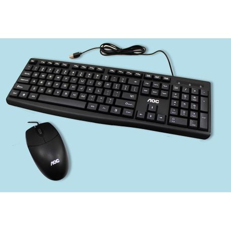 AOC KM151 Wired Home and Office Keyboard & Mouse Set - Black