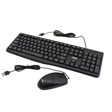 AOC KM151 Wired Home and Office Keyboard & Mouse Set - Black