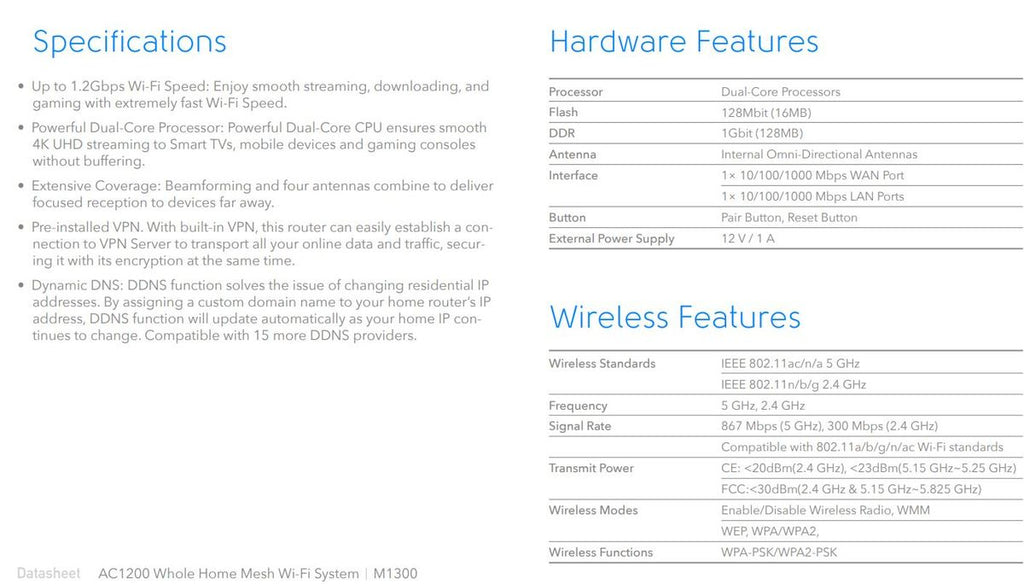 Cudy Dual Band AC 1200Mbps Gigabit Mesh Router | M1300 (1-Pack)