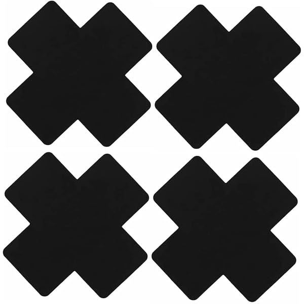 Black Cross X Nipple Cover Pasties - Pack of 4