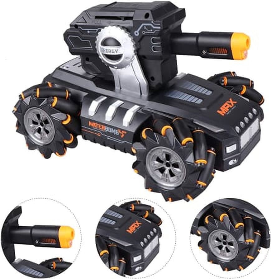 Lateral Remote Control Water Bullets Tank - Black, Orange