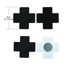 Load image into Gallery viewer, Black Cross X Nipple Cover Pasties - Pack of 4