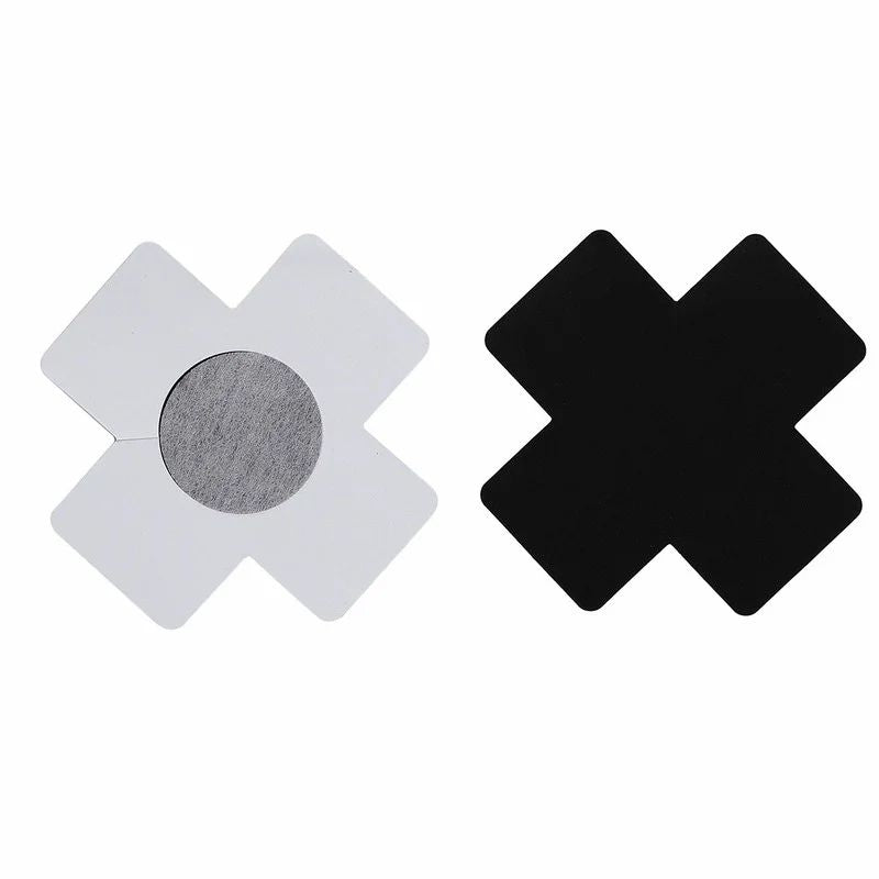 Black Cross X Nipple Cover Pasties - Pack of 4