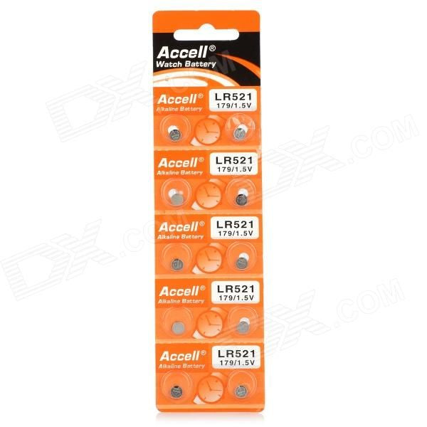 Accell LR521 179/1.5V AG0 Pb Alkaline Battery - Pack of 10