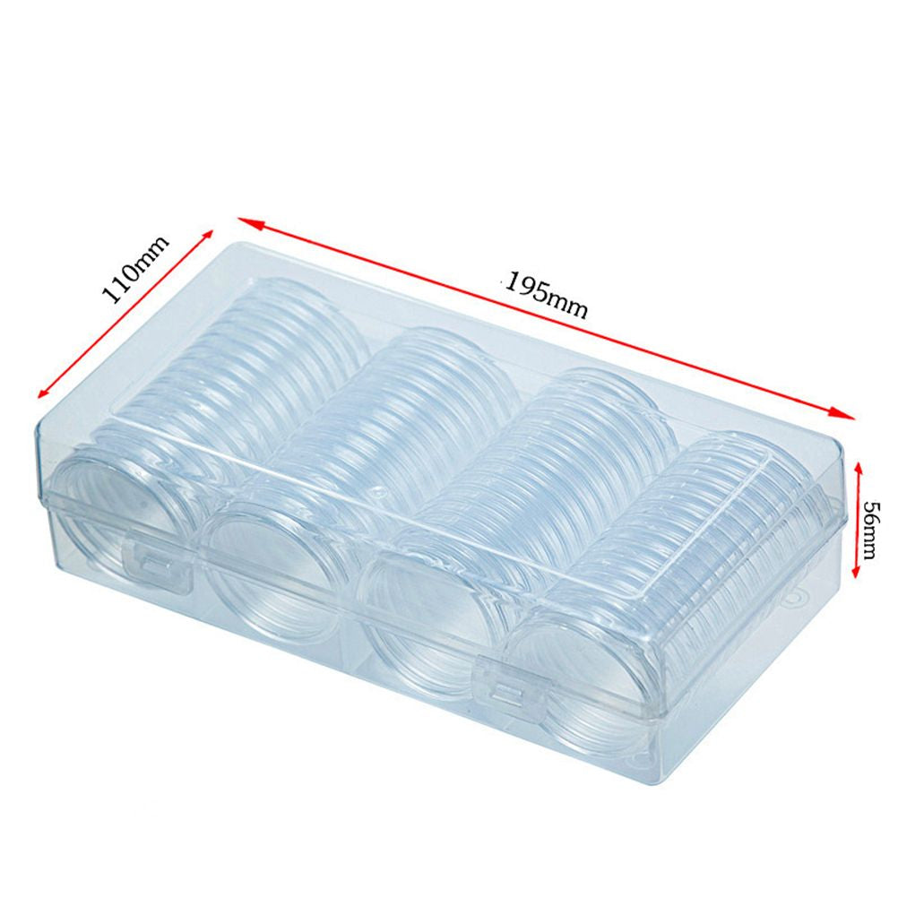 Transparent 41mm Coin Collector Storage Box with 60 Capsules