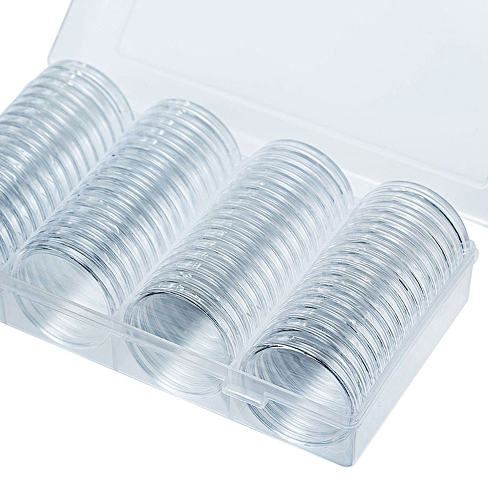 Transparent 41mm Coin Collector Storage Box with 60 Capsules