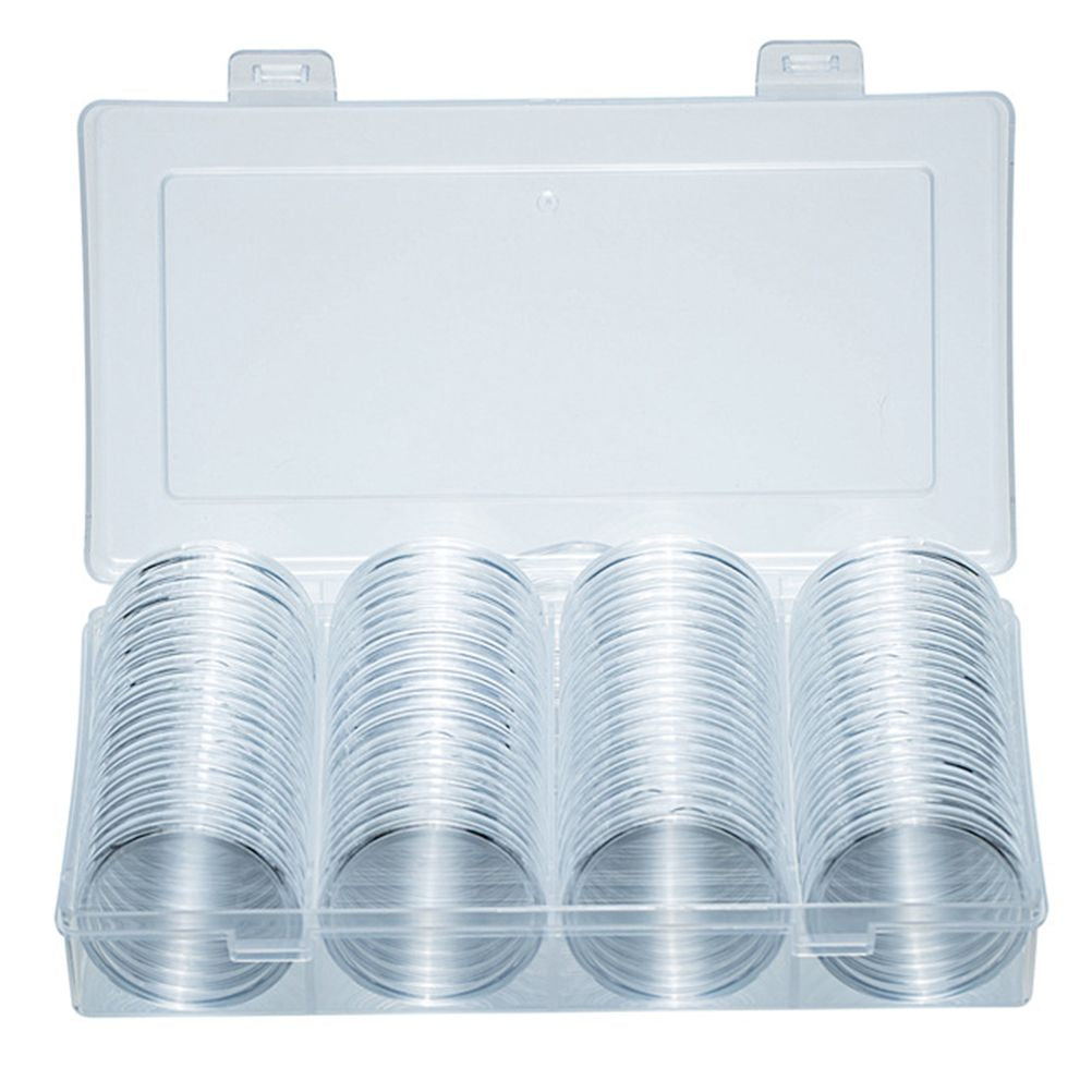 Transparent 41mm Coin Collector Storage Box with 60 Capsules