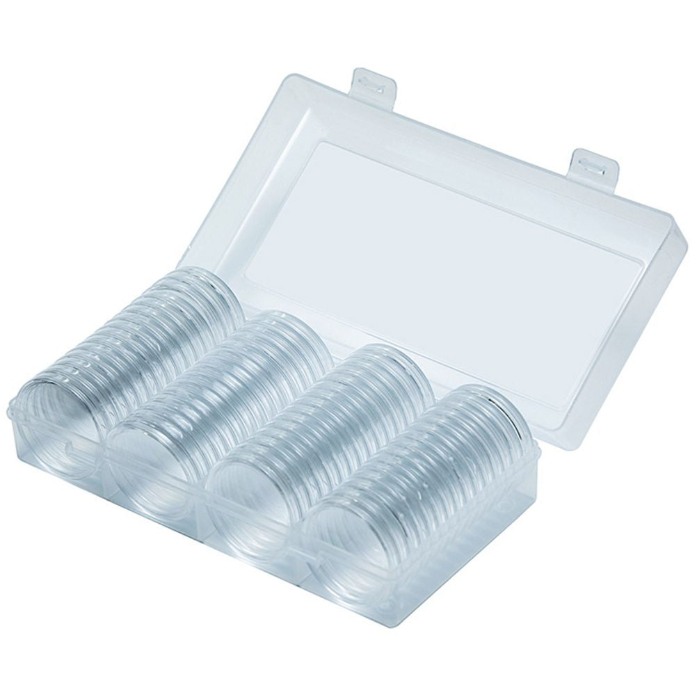 Transparent 41mm Coin Collector Storage Box with 60 Capsules