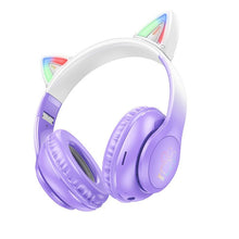 Load image into Gallery viewer, Hoco W42 Bluetooth 5.3 Cat Ear Wireless Headphones - Purple Grape