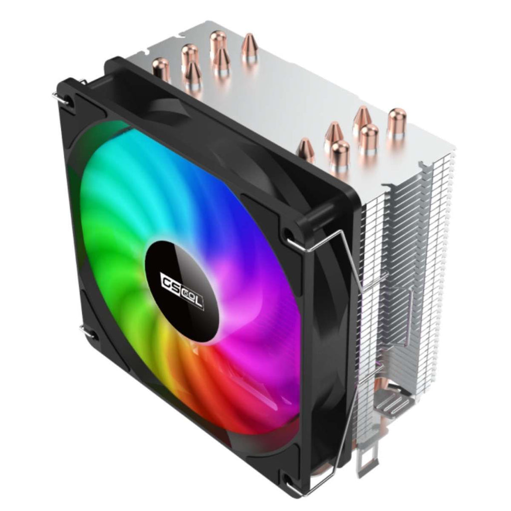 GSCool G-200C 2 x Heat Pipe Heatsink 9cm CPU Fan with RGB LED Lights for INTEL 115x 1200 1700/ AMD AM5/ AM4/ AM3/ AM2+/ AM2/ FM2+/ FM2/ FM1