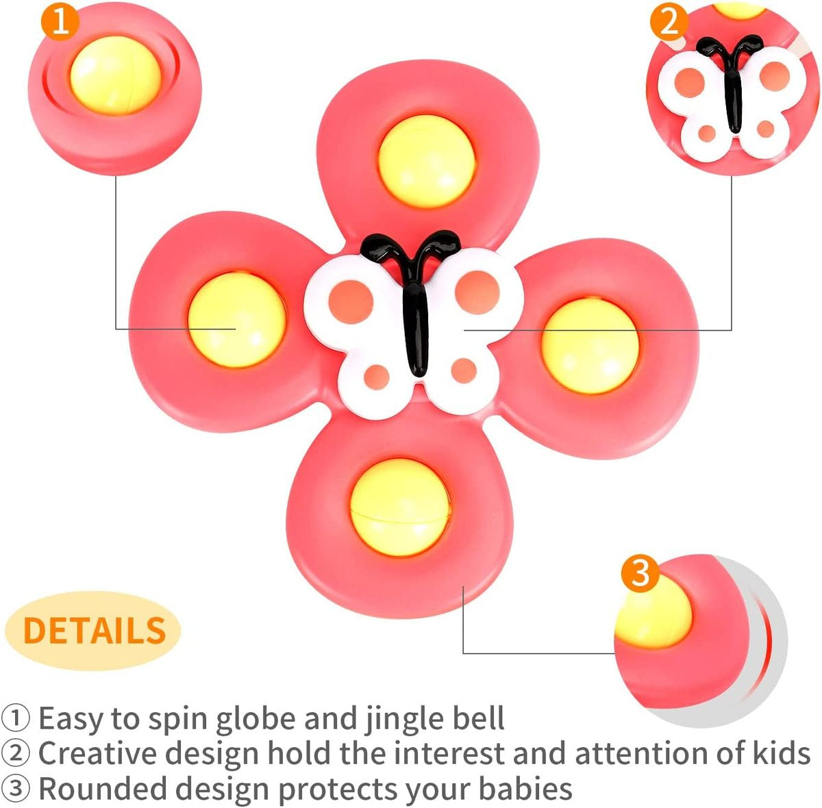 Insect Suction Cup Spinner Toy For Babies & Toddlers - 3 Piece - – Shopinc