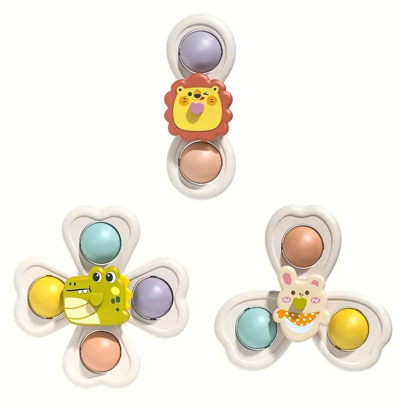 Animals Suction Cup Spinner Toy For Babies and Toddlers - 3 Piece