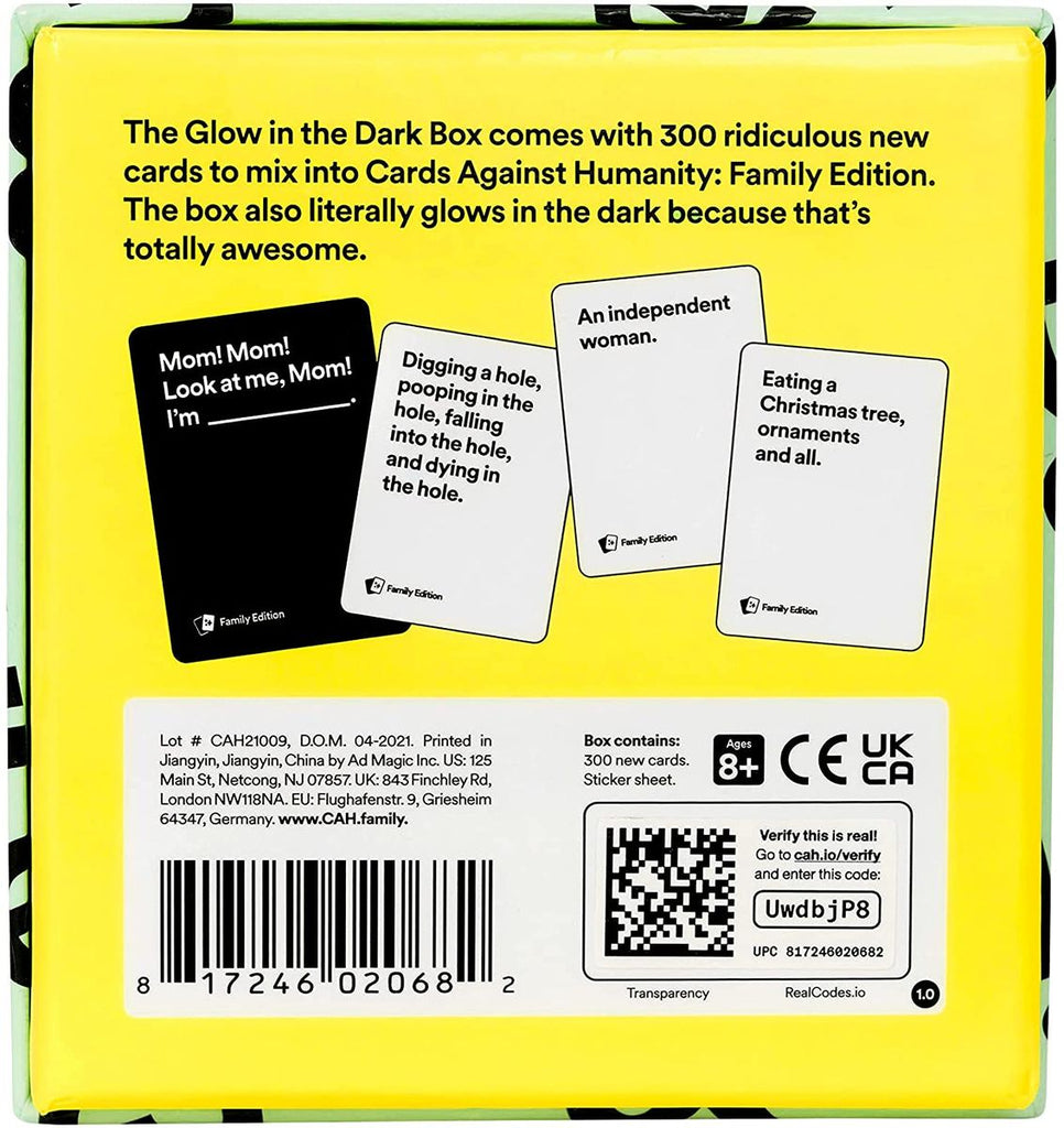 Cards Against Humanity Family Edition: Glow in The Dark Box Expansion Set