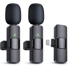 Load image into Gallery viewer, Professional Dual Wireless Lavalier Clip Microphones for iPhone iPad Clip (2 x Mic)