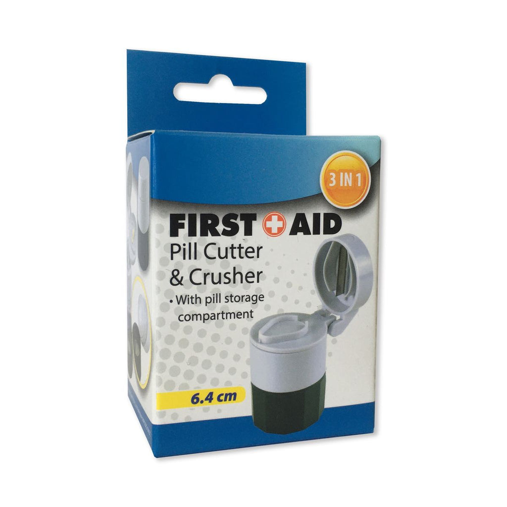 First Aid 3-in-1 Pill Cutter, Crusher, and Storage