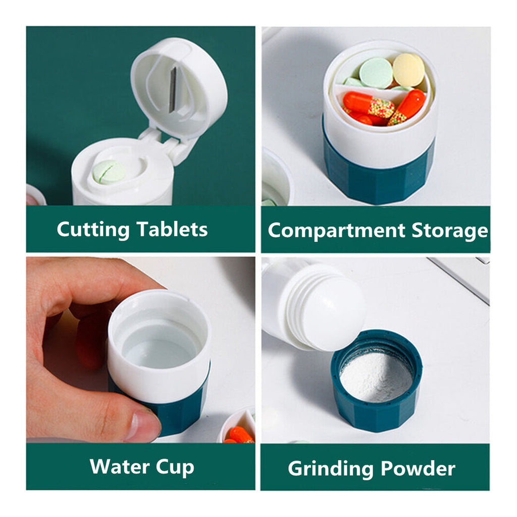 First Aid 3-in-1 Pill Cutter, Crusher, and Storage