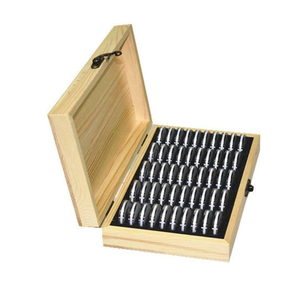 Mihuis 50 Coin Antioxidative Wooden Coin Storage & Display Box