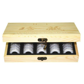 Mihuis 50 Coin Antioxidative Wooden Coin Storage & Display Box