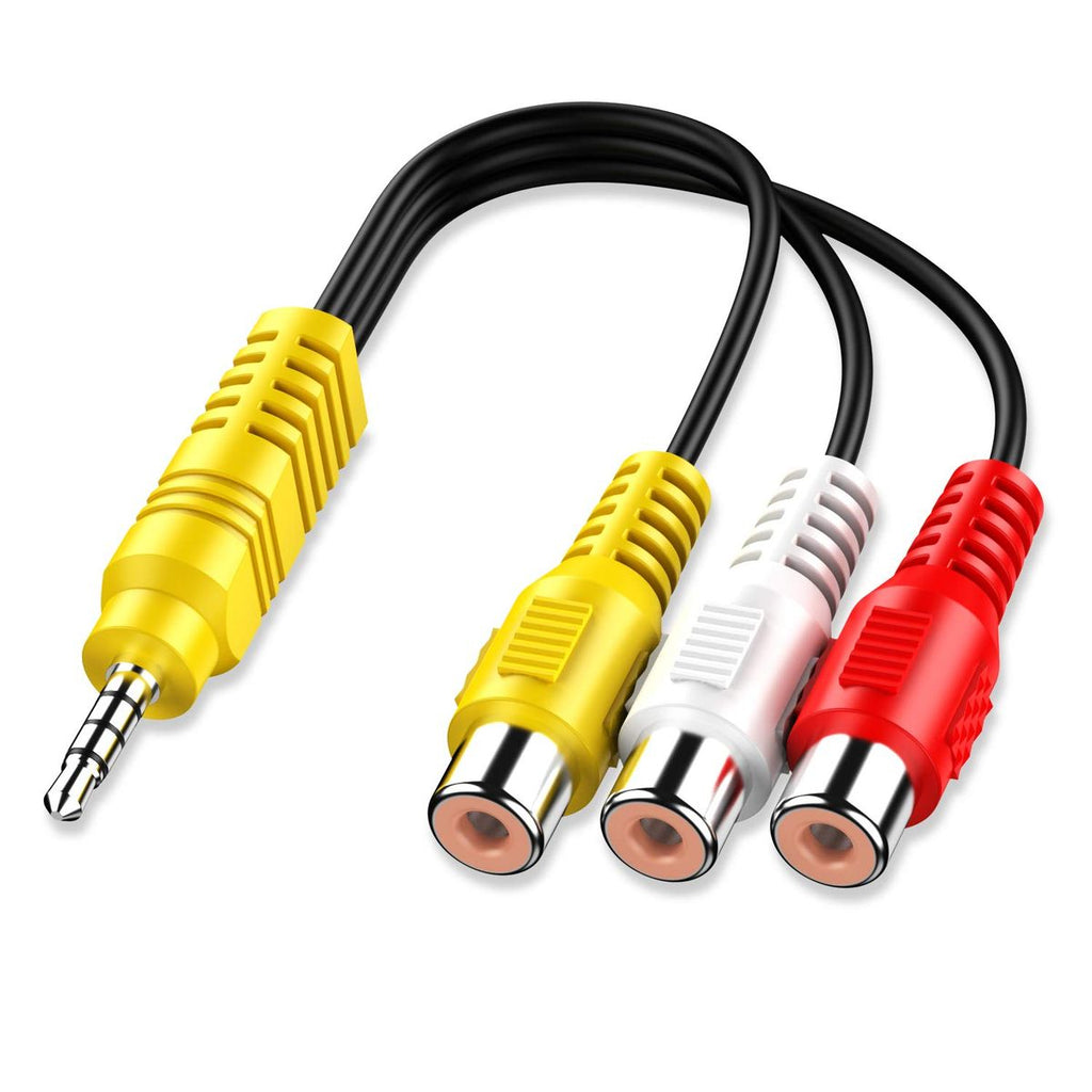Techme 3.5MM to 3 RCA Cable Video AV Component Adapter for TCL TV, 23cm