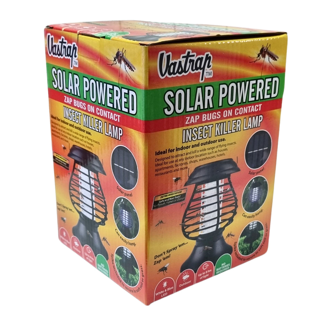 VASTRAP Solar Powered Insect Killer Lamp Bundle - Zap Bugs on Contact - Set of 2