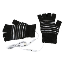 Load image into Gallery viewer, Mihuis - Unisex USB Heated Open Fingerless Black Gloves - White &amp; Black