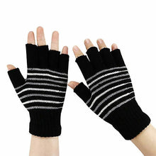 Load image into Gallery viewer, Mihuis - Unisex USB Heated Open Fingerless Black Gloves - White &amp; Black