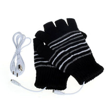 Load image into Gallery viewer, Mihuis - Unisex USB Heated Open Fingerless Black Gloves - White &amp; Black